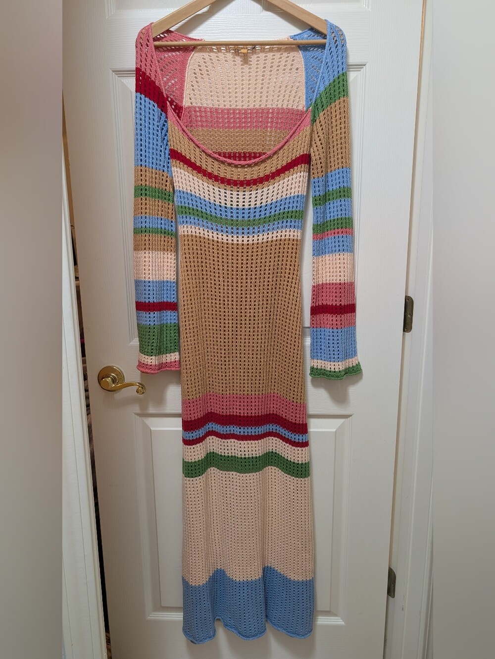 VRG GRL work of art crochet maxi dress Size US 8 AU 12 Colorful Knit